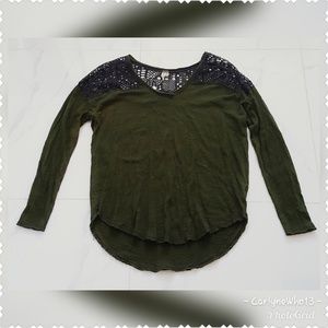 We The Free Army Green Loose Long Sleeve Large